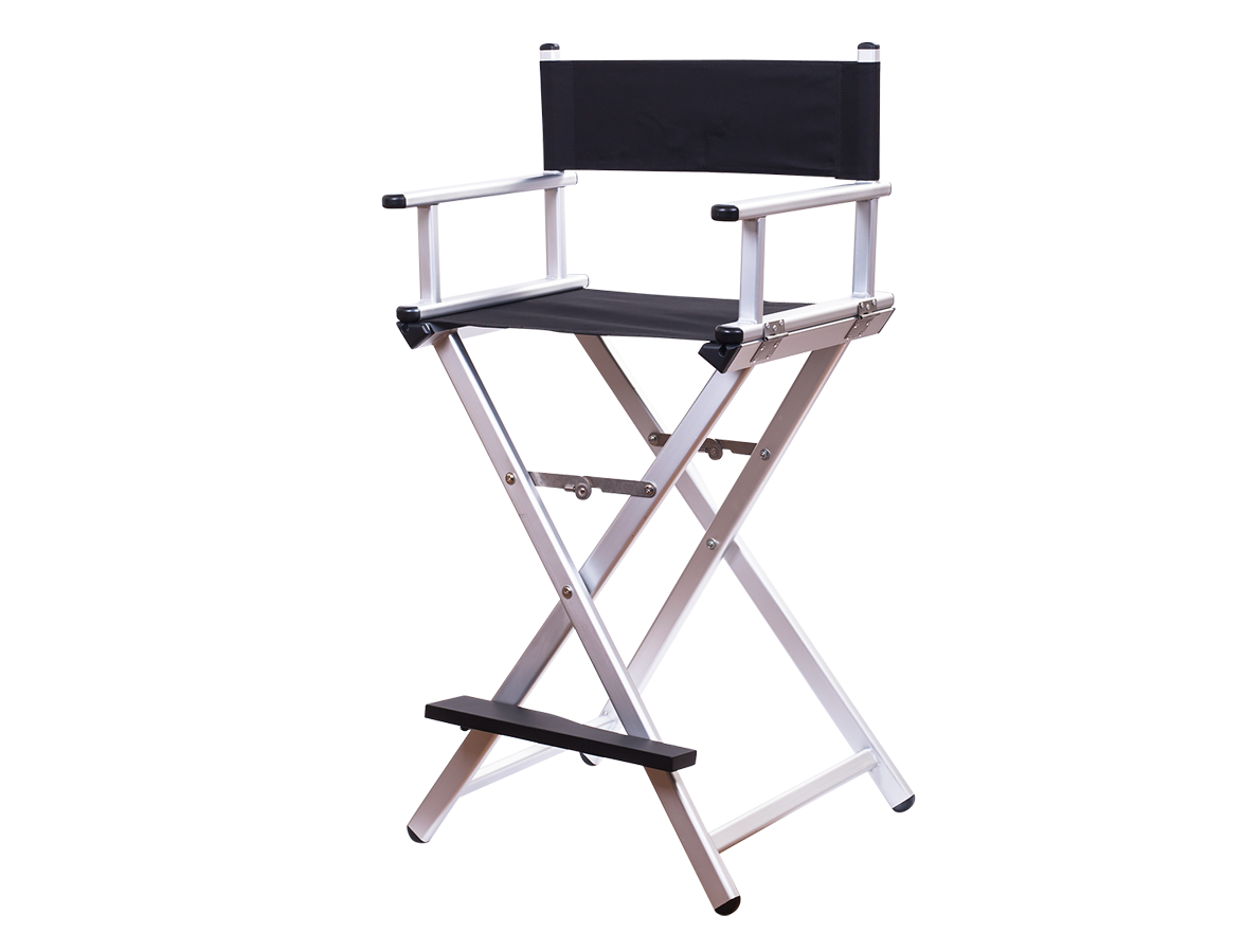 Алюминиевый складной стул визажиста серебро. Режиссерский стул