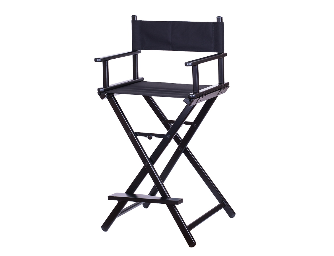 Алюминиевый складной стул визажиста черный. Режиссерский стул